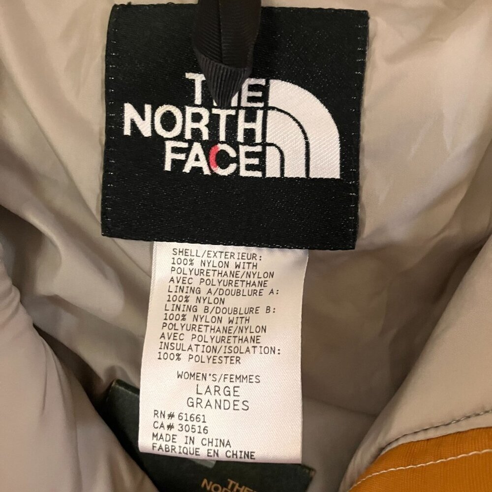 The North Face Womens Heavy Nylon No Hood Zip Parka Jacket Large Orange AN NWT - Picture 6 of 12